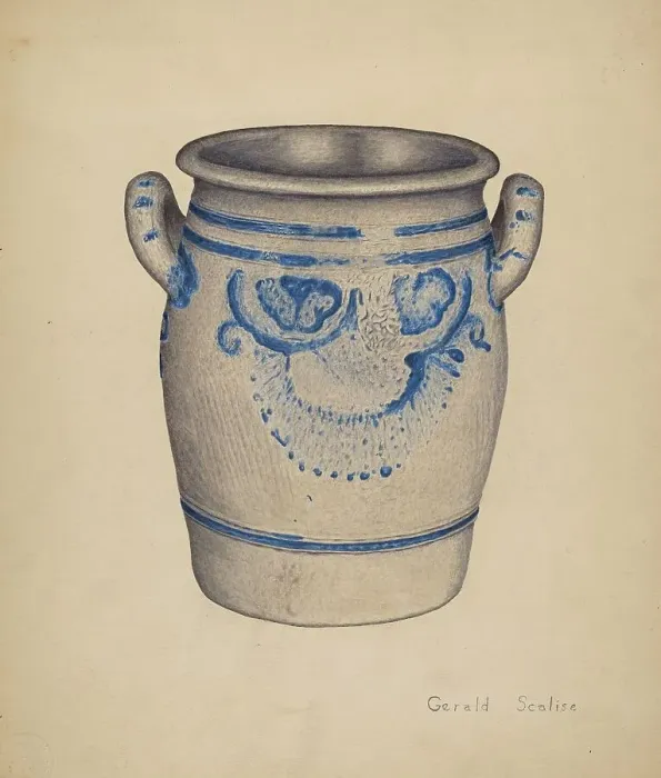 Framed Print : Gray Pottery Jar, c. 1940. Creator: Gerald Scalise