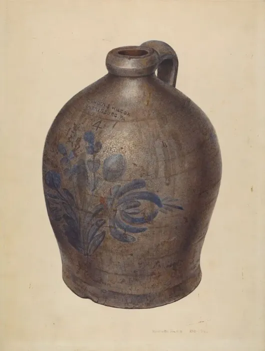 Framed Print : Gray Stone Crockery Jug, c. 1939. Creator: Henrietta S. Hukill Framed Print : Gray Stone Crockery Jug, c. 1939. Creator: Henrietta S. Hukill