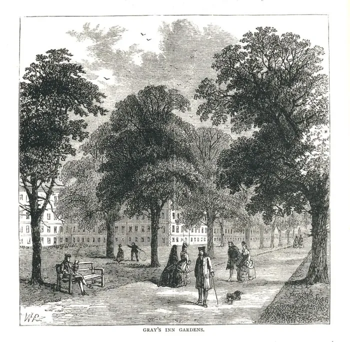 Framed Print : Grays Inn Gardens, 1878 Framed Print : Grays Inn Gardens, 1878