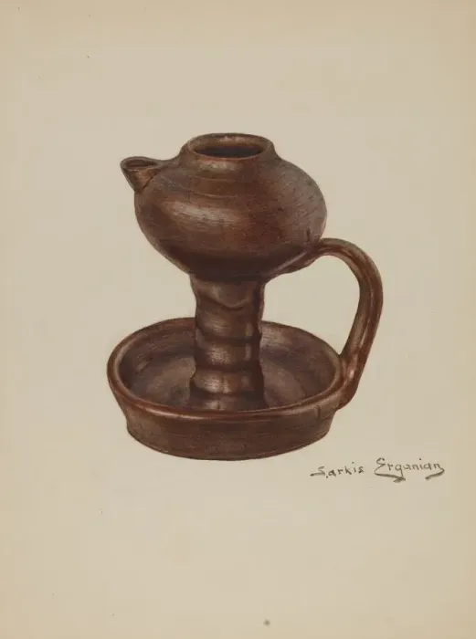 Framed Print : Grease Lamp, c. 1939. Creator: Sarkis Erganian Framed Print : Grease Lamp, c. 1939. Creator: Sarkis Erganian