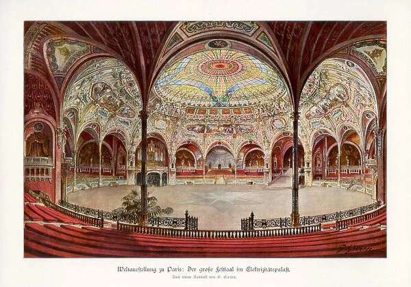 The Great Ballroom in the Palace of Electricity, Paris World Exposition, 1889, (1900). Artist: G Garen
