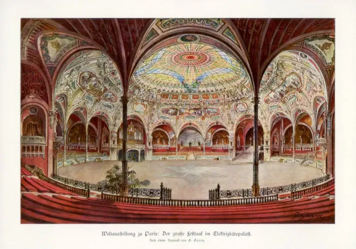 Framed Print : The Great Ballroom in the Palace of Electricity, Paris World Exposition, 1889, (1900). Artist: G Garen Framed Print : The Great Ballroom in the Palace of Electricity, Paris World Exposition, 1889, (1900). Artist: G Garen