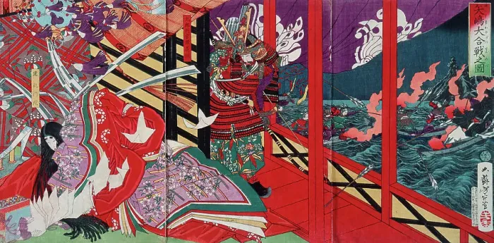 Framed Print : The Great Battle at Yashima, 1883. Creator: Tsukioka Yoshitoshi Framed Print : The Great Battle at Yashima, 1883. Creator: Tsukioka Yoshitoshi