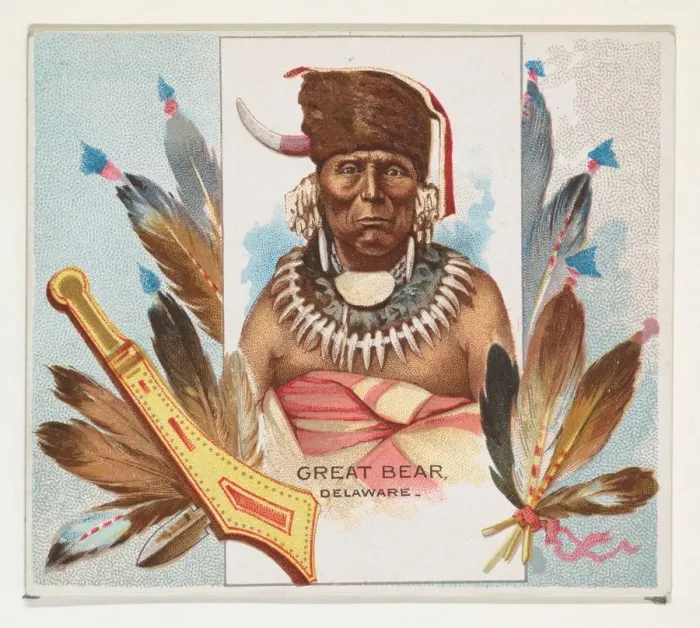 Framed Print : Great Bear, Delaware, from the American Indian Chiefs series (N36) for Allen & Framed Print : Great Bear, Delaware, from the American Indian Chiefs series (N36) for Allen &