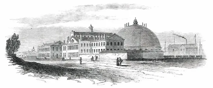 Framed Print : Great Central Railway Depot, Detroit, Michigan, U.S. 1850. Creator: Unknown Framed Print : Great Central Railway Depot, Detroit, Michigan, U.S. 1850. Creator: Unknown