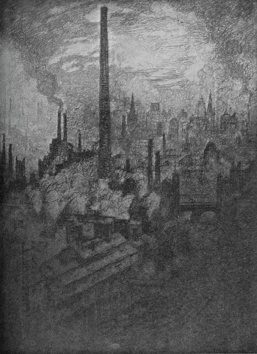 Framed Print : The Great Chimney, Sheffield, 1910. Artist: Joseph Pennell Framed Print : The Great Chimney, Sheffield, 1910. Artist: Joseph Pennell