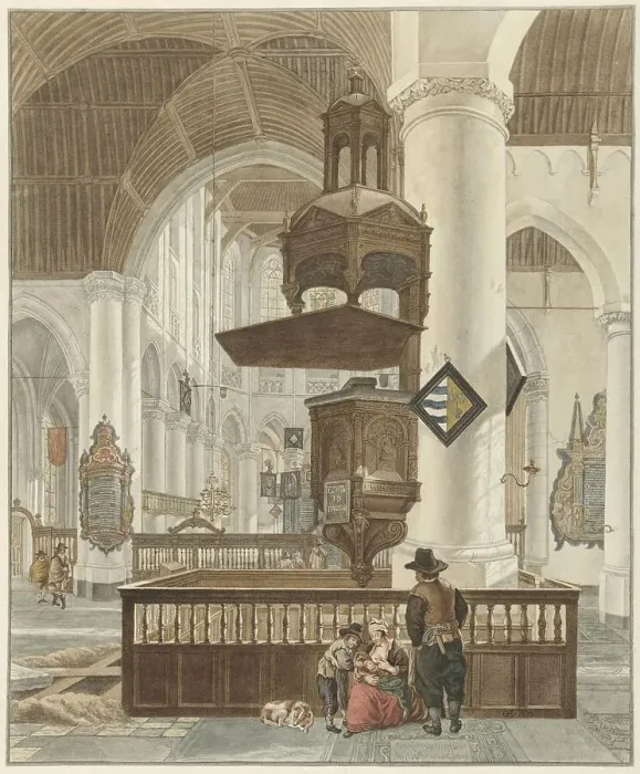 Framed Print : The Great Church in The Hague, 1776. Creator: Abraham Delfos Framed Print : The Great Church in The Hague, 1776. Creator: Abraham Delfos