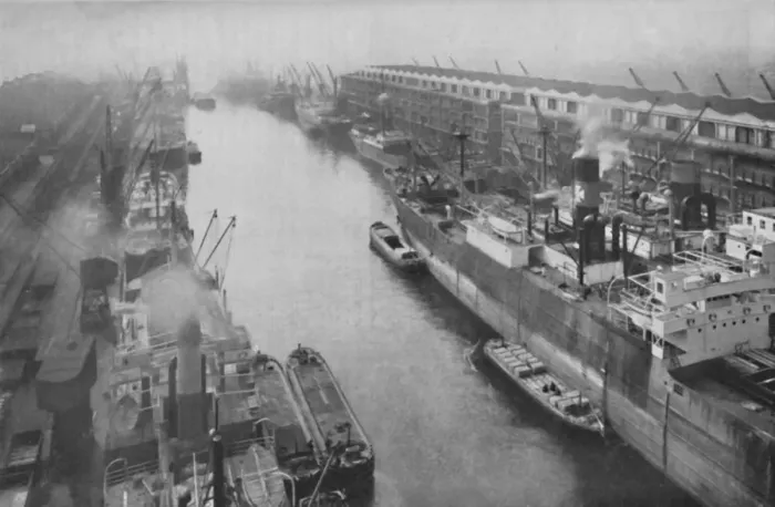 Framed Print : A Great Dockland of the North, Thirty-Four Miles from Sea and Yet a Port, c1935 Framed Print : A Great Dockland of the North, Thirty-Four Miles from Sea and Yet a Port, c1935