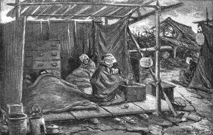 Framed Print : The Great Earthquake in Japan; Views at The Scene of the Disaster, Inhabitants of Ogaki, 1891. Creator: G Bigot Framed Print : The Great Earthquake in Japan; Views at The Scene of the Disaster, Inhabitants of Ogaki, 1891. Creator: G Bigot