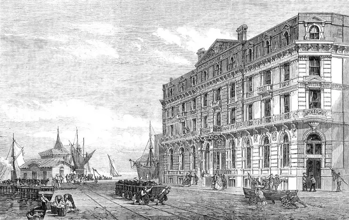 Framed Print : The Great Eastern Railway Terminus and Hotel at Harwich, 1865. Creator: Unknown Framed Print : The Great Eastern Railway Terminus and Hotel at Harwich, 1865. Creator: Unknown