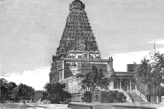 Framed Print : The Great Entrance Gate of the Pagoda of Tanjore; Notes on the Ancient Temples of India, 1875. Creator: Unknown