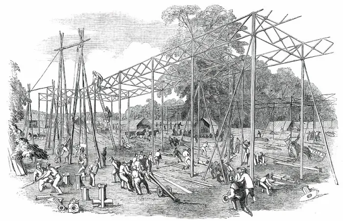Framed Print : Great Exhibition of 1851 - Progress of the Building in Hyde Park, 1850. Creator: Unknown Framed Print : Great Exhibition of 1851 - Progress of the Building in Hyde Park, 1850. Creator: Unknown