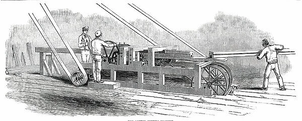 The Great Exhibition Building in Hyde Park - the Gutter-Cutting Machine, 1850. Creator: Unknown