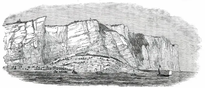 Framed Print : The Great Explosion at Seaford - the Cliff, after the Explosion, 1850. Creator: Unknown Framed Print : The Great Explosion at Seaford - the Cliff, after the Explosion, 1850. Creator: Unknown