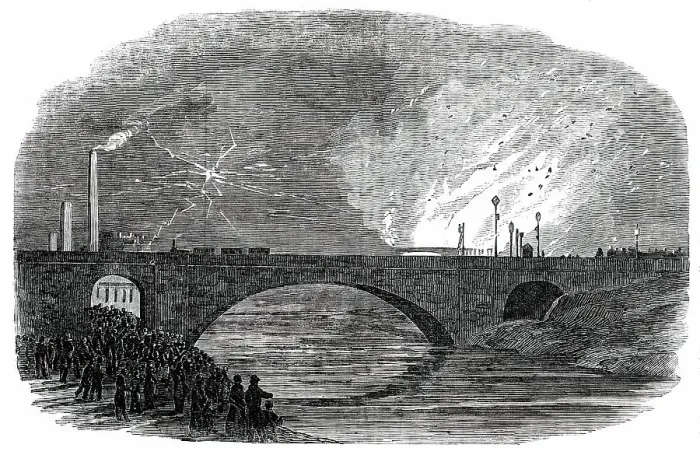 Framed Print : Great Fire at Bristol, 1850. Creator: Unknown Framed Print : Great Fire at Bristol, 1850. Creator: Unknown