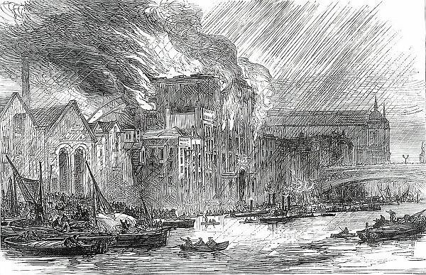 The Great Fire at Brooks's Wharf, Queenhithe, 1876. Creator: Unknown