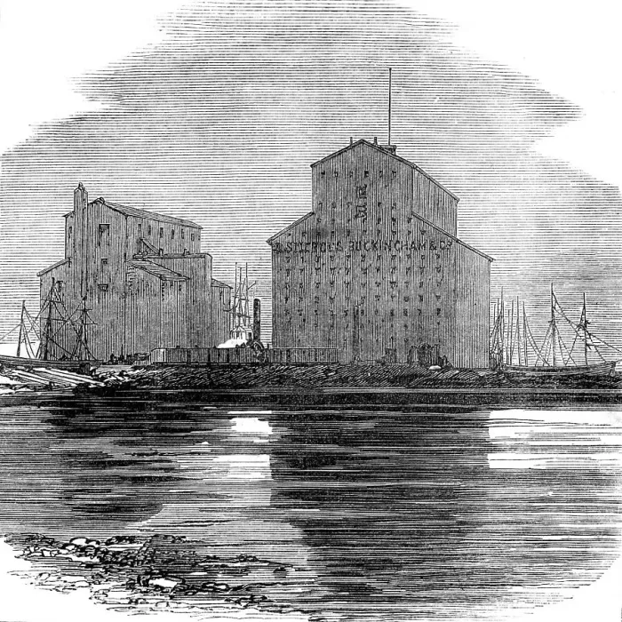 Framed Print : The Great Fire at Chicago: corn elevators, 1871. Creator: Unknown Framed Print : The Great Fire at Chicago: corn elevators, 1871. Creator: Unknown