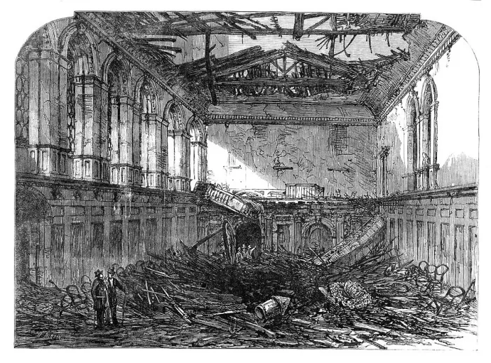Framed Print : The Great Fire in the City: ruins of Haberdashers Hall, 1864. Creator: Unknown Framed Print : The Great Fire in the City: ruins of Haberdashers Hall, 1864. Creator: Unknown