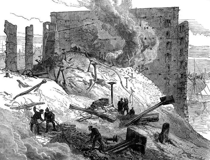 Framed Print : The Great Fire at Rotherhithe, 1871. Creator: Unknown Framed Print : The Great Fire at Rotherhithe, 1871. Creator: Unknown