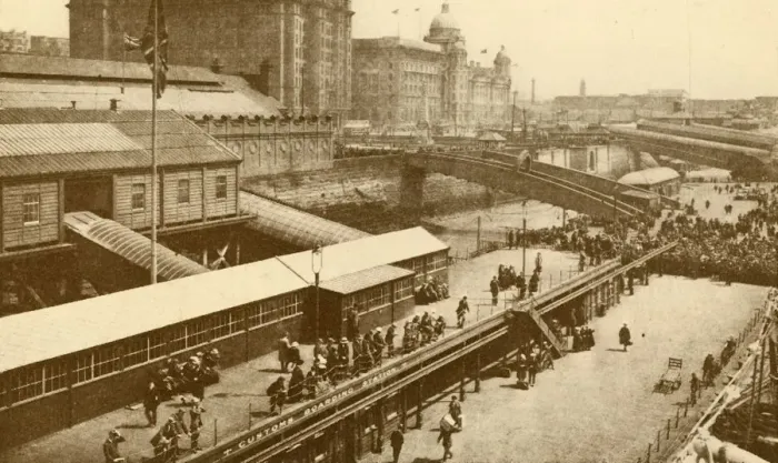 Framed Print : The Great Floating Landing-Stage at Liverpool, c1930. Creator: Unknown Framed Print : The Great Floating Landing-Stage at Liverpool, c1930. Creator: Unknown