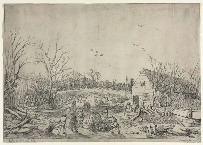 Framed Print : The Great Flood of January 10, 1624 (or Repairing the Broken Dike on the River Lek by Vianen Framed Print : The Great Flood of January 10, 1624 (or Repairing the Broken Dike on the River Lek by Vianen