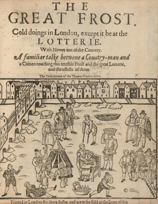 Framed Print : The great frost in London, 1608. Artist: Anonymous Framed Print : The great frost in London, 1608. Artist: Anonymous