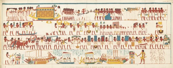 Framed Print : Great Funeral Procession of a Royal Scribe at Thebes, 1837. Creator: Unknown Framed Print : Great Funeral Procession of a Royal Scribe at Thebes, 1837. Creator: Unknown