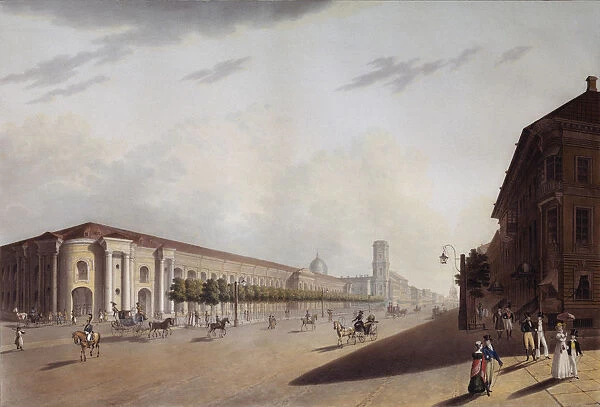 The Great Gostiny Dvor (Merchant Yard) in St Petersburg, 1820s. Artist: Yesakov, Yermolai Ivanovich (1791-1840)