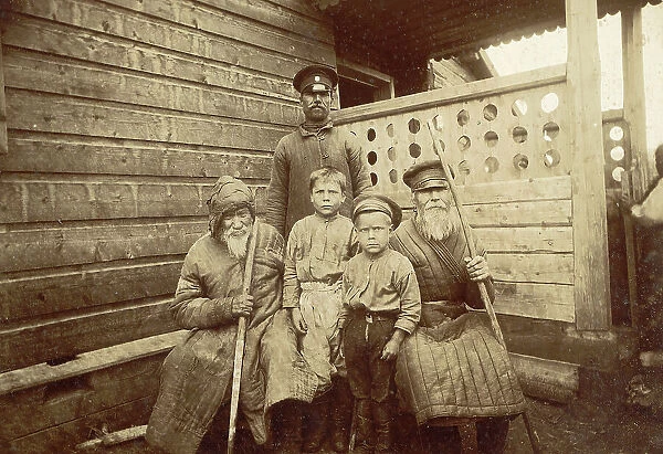 Great-grandfather, grandfather, grandson and great-grandchildren, 1909. Creator: Nikolai Georgievich Katanaev
