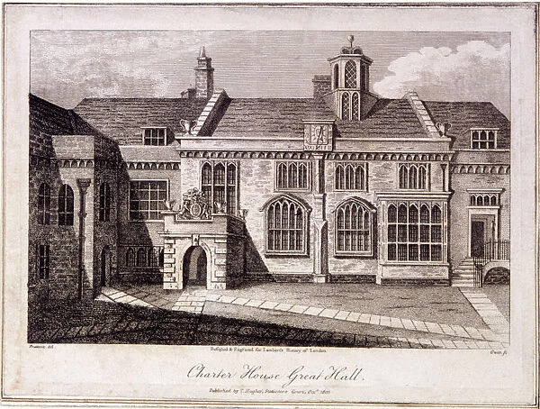 The Great Hall in Charterhouse, Finsbury, London, 1805. Artist: Samuel Owen