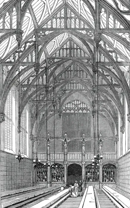 Framed Print : The Great Hall, south end, Lincolns Inn New Buildings, 1845. Creator: Unknown Framed Print : The Great Hall, south end, Lincolns Inn New Buildings, 1845. Creator: Unknown