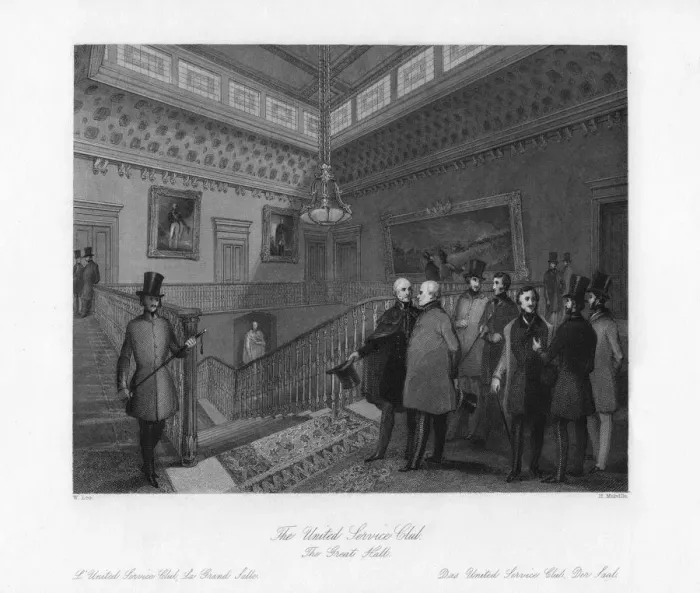 Framed Print : The Great Hall, The United Service Club, London, 19th century. Artist: H Melville Framed Print : The Great Hall, The United Service Club, London, 19th century. Artist: H Melville