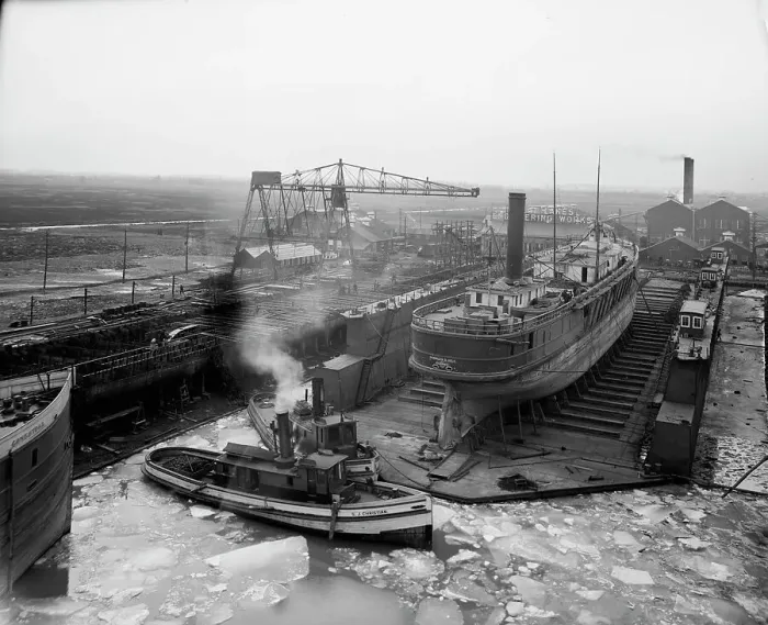 Framed Print : Great Lakes Engineering Works, Ecorse, Mich. (1906?). Creator: Unknown Framed Print : Great Lakes Engineering Works, Ecorse, Mich. (1906?). Creator: Unknown