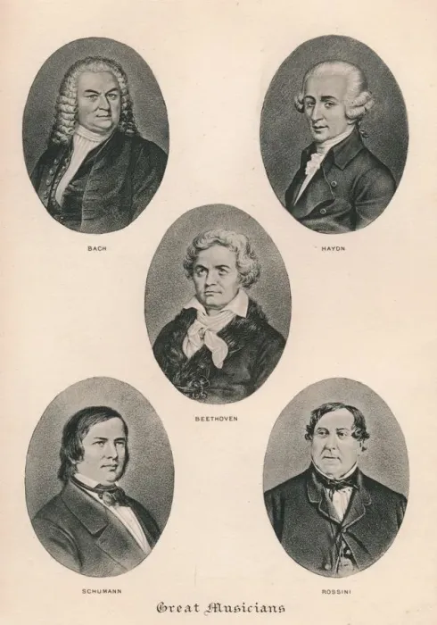 Framed Print : Great Musicians - Plate III. 1895 Framed Print : Great Musicians - Plate III. 1895
