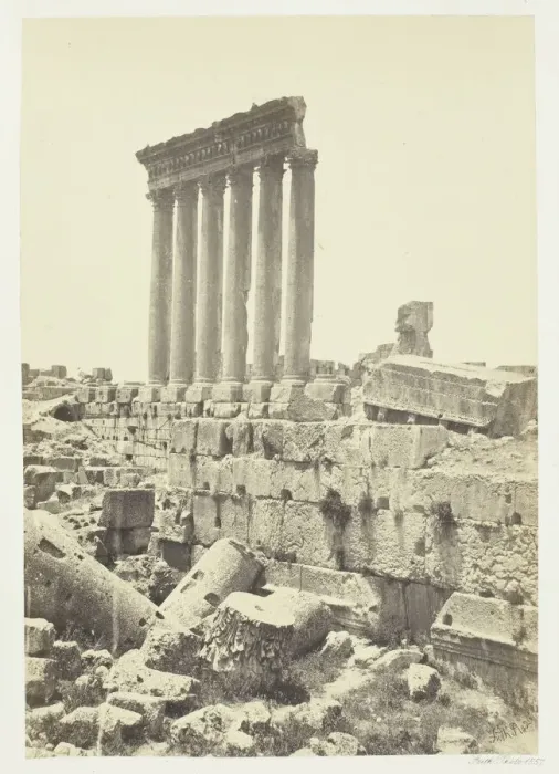 Framed Print : The Great Pillars at Baalbec, 1857. Creator: Francis Frith Framed Print : The Great Pillars at Baalbec, 1857. Creator: Francis Frith
