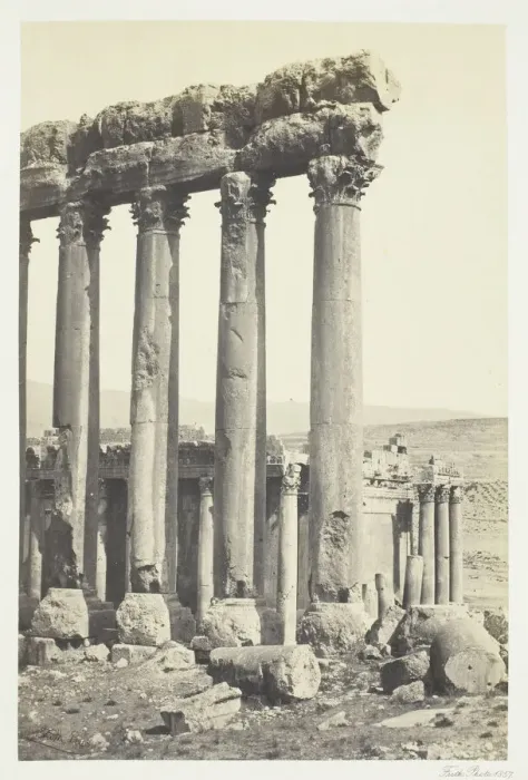 Framed Print : The Great Pillars and Smaller Temple, Baalbec, 1857. Creator: Francis Frith Framed Print : The Great Pillars and Smaller Temple, Baalbec, 1857. Creator: Francis Frith