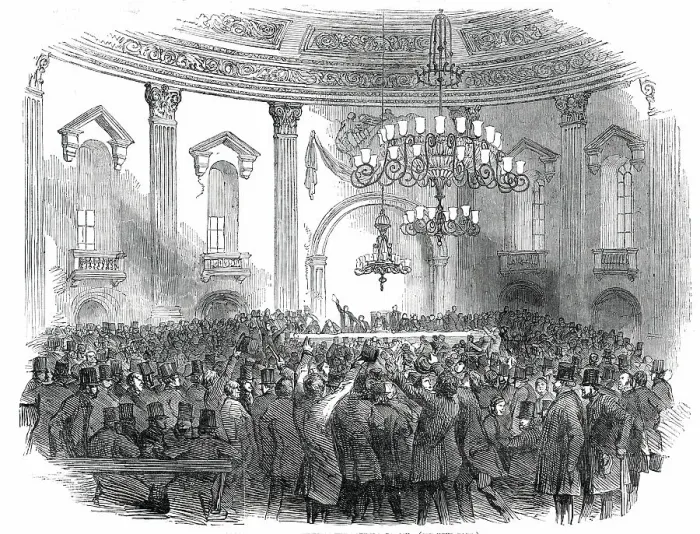 Framed Print : Great Protection Meeting in the Rotundo, Dublin, 1850. Creator: Unknown Framed Print : Great Protection Meeting in the Rotundo, Dublin, 1850. Creator: Unknown