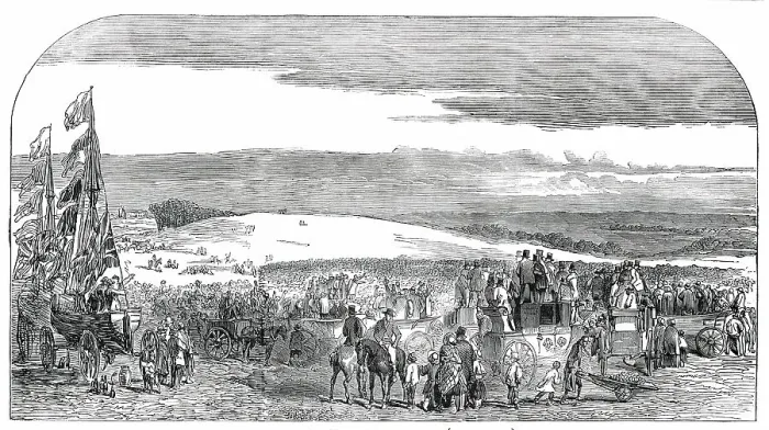 Framed Print : Great Protectionist Meeting on Barham Downs, 1850. Creator: Unknown Framed Print : Great Protectionist Meeting on Barham Downs, 1850. Creator: Unknown