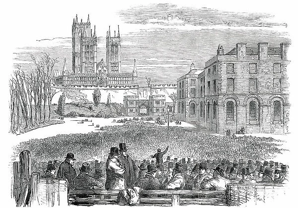 The Great Protectionist Meeting, in the Castle-Yard, Lincoln, 1850. Creator: Unknown
