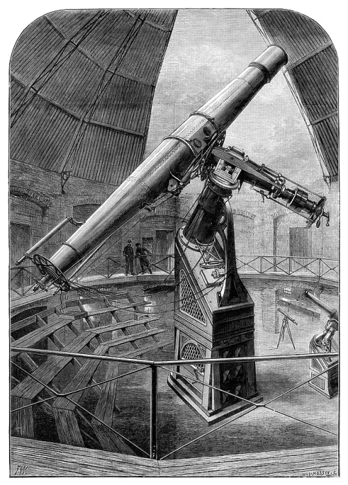 Framed Print : The Great Refracting Telescope constructed at Dublin for the Vienna Observatory, 1881. Creator: W. I. Mosses Framed Print : The Great Refracting Telescope constructed at Dublin for the Vienna Observatory, 1881. Creator: W. I. Mosses