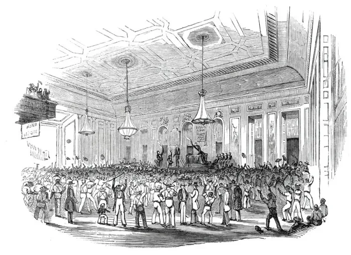 Framed Print : Great Repeal Meeting in Washington Hall, 1844. Creator: Unknown Framed Print : Great Repeal Meeting in Washington Hall, 1844. Creator: Unknown