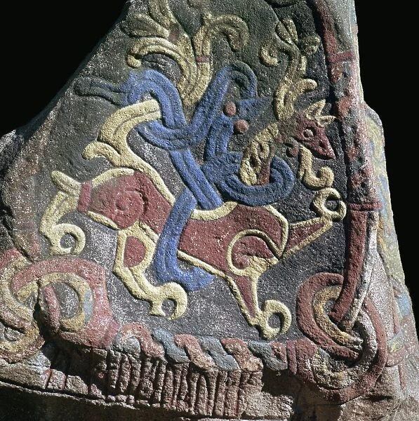 Detail of the great runestone of Harald Bluetooth, 10th century