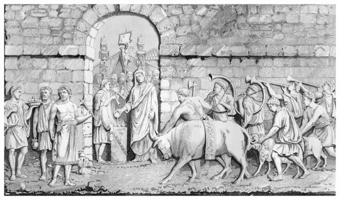 Framed Print : The Great Sacrifice of the Romans on Undertaking a War. Artist: James Gardner Framed Print : The Great Sacrifice of the Romans on Undertaking a War. Artist: James Gardner