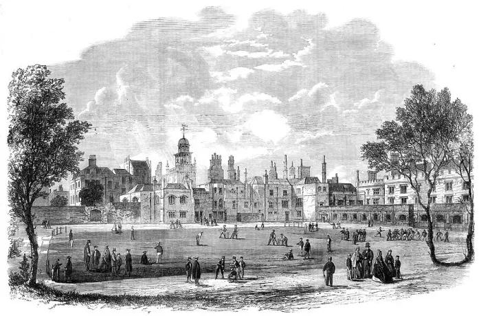 Framed Print : The Great Schools of England - Charterhouse from the Green, 1862. Creator: Unknown Framed Print : The Great Schools of England - Charterhouse from the Green, 1862. Creator: Unknown