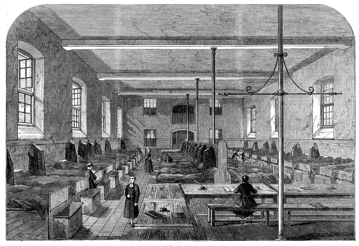 Framed Print : The Great Schools of England: one of the dormitories at Christ's Hospital School, 1862. Creator: Unknown Framed Print : The Great Schools of England: one of the dormitories at Christ's Hospital School, 1862. Creator: Unknown