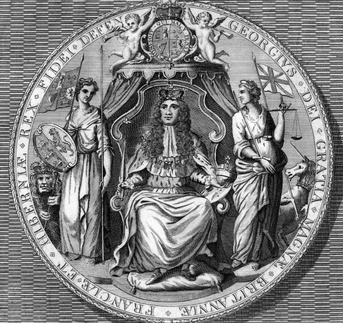 Framed Print : The great seal of King George I. Artist: Vandroit Framed Print : The great seal of King George I. Artist: Vandroit