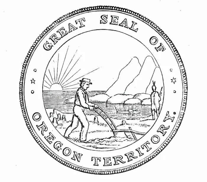 Framed Print : The Great Seal of Oregon, 1850. Creator: Unknown Framed Print : The Great Seal of Oregon, 1850. Creator: Unknown