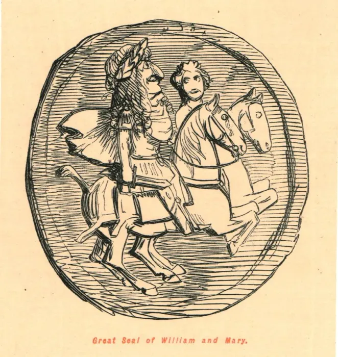 Framed Print : Great Seal of William and Mary, 1897. Creator: John Leech Framed Print : Great Seal of William and Mary, 1897. Creator: John Leech