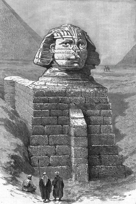 Framed Print : The Great Sphinx as now cleared from the encumbering sand, 1886. Creator: Unknown Framed Print : The Great Sphinx as now cleared from the encumbering sand, 1886. Creator: Unknown
