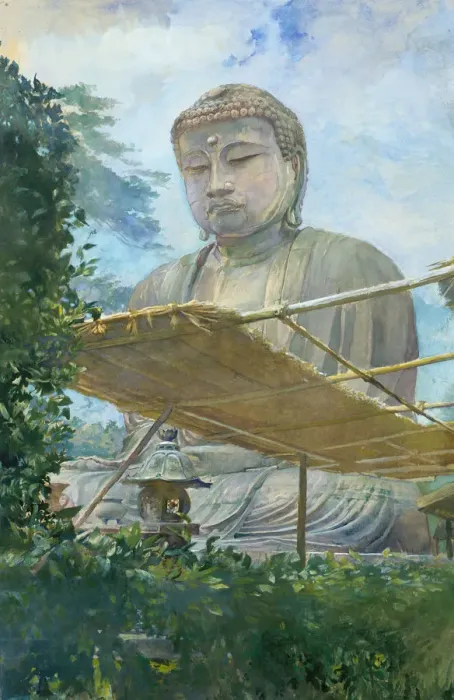 Framed Print : The Great Statue of Amida Buddha at Kamakura, Known as the Daibutsu... 1887. Creator Framed Print : The Great Statue of Amida Buddha at Kamakura, Known as the Daibutsu... 1887. Creator